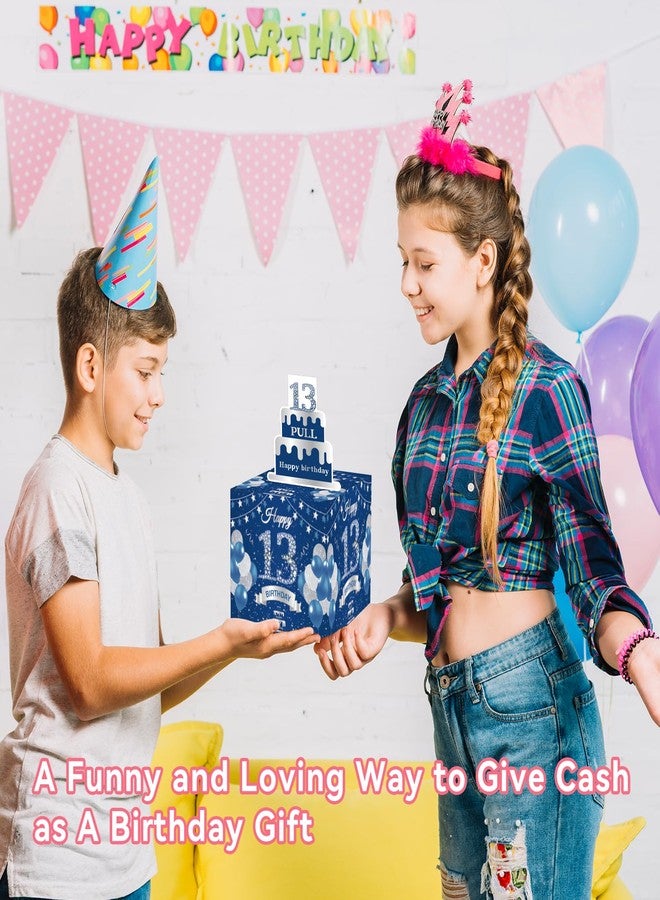 GOLDCROW Blue Silver Money Box for Boys - Pull Out Cash Gift with Surprise, Perfect for 13th Birthday Party Decorations - Image 5